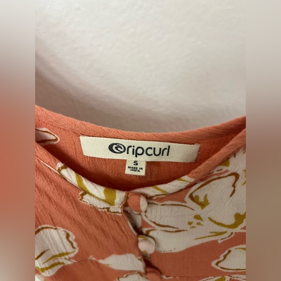 Rip Curl Button-Front Maxi Dress in Coral and White Floral - Picture 3 of 5